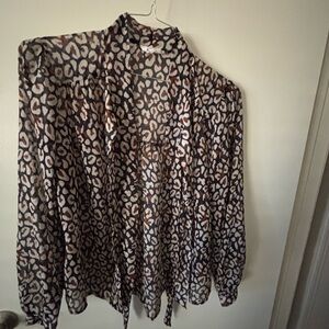 Leopard Print Sheer Blouse